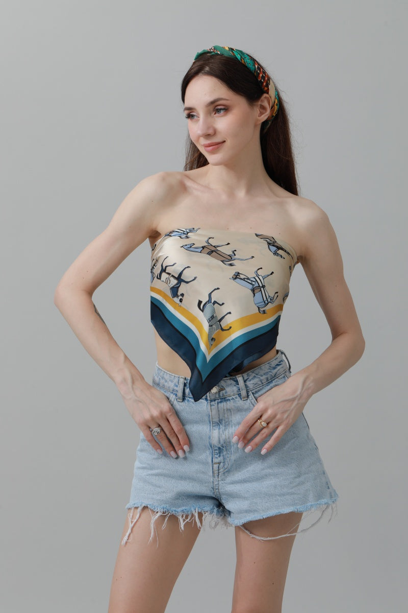 Equestrian Print Bandana – Luxe Silk-Style Horse Scarf - NeoKira Unlimited