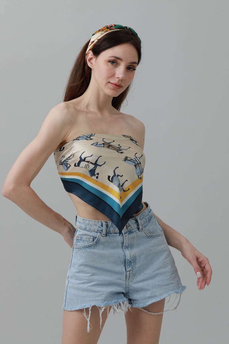 Equestrian Print Bandana – Luxe Silk-Style Horse Scarf - NeoKira Unlimited