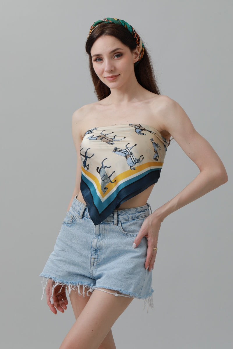 Equestrian Print Bandana – Luxe Silk-Style Horse Scarf 🐎🧣 - NeoKira Unlimited