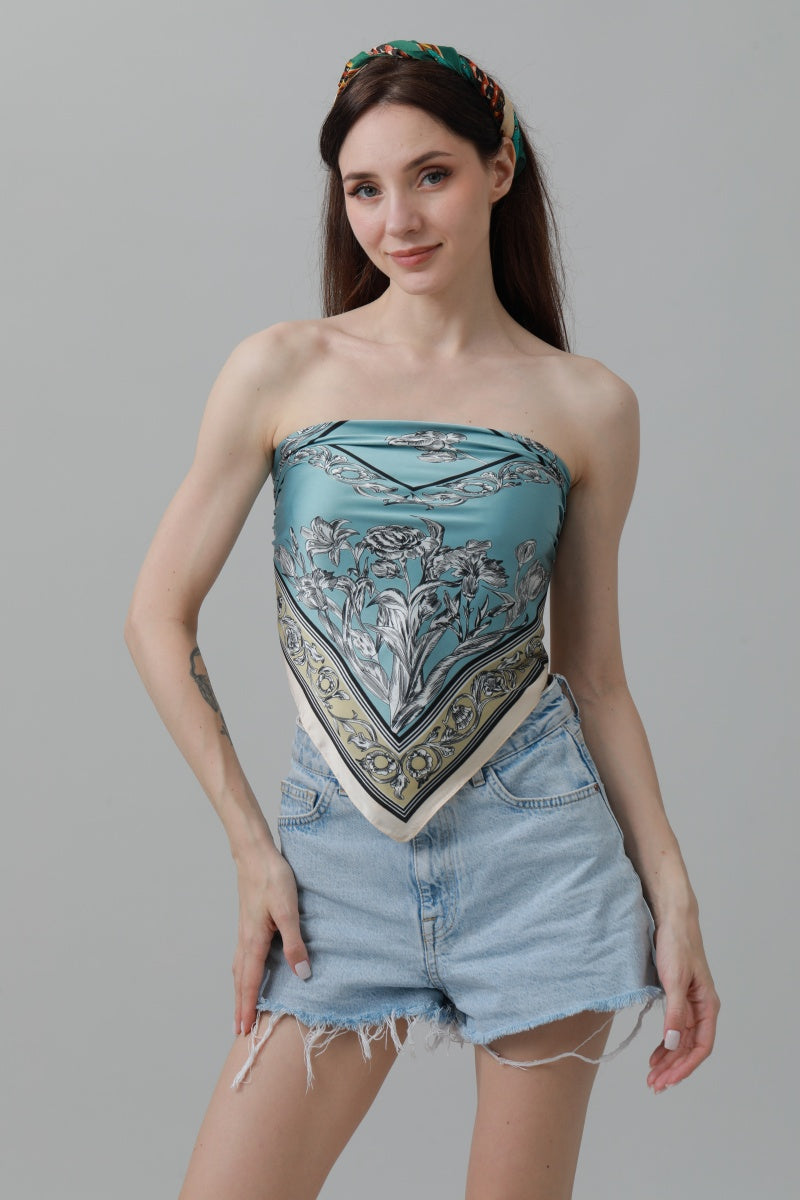 Floral Tulip Scarf – Silk-Style Square Neckkerchief 🌷✨ - NeoKira Unlimited