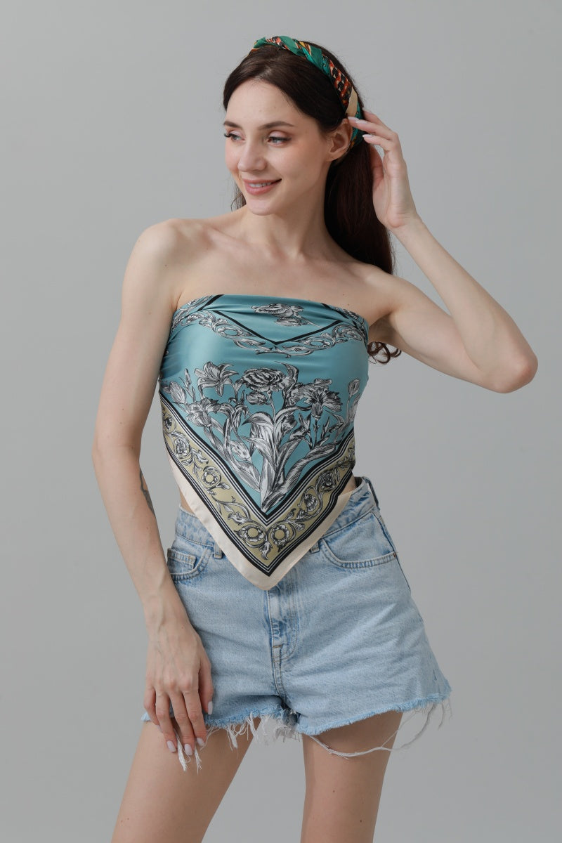 Floral Tulip Scarf – Silk-Style Square Neckkerchief 🌷✨ - NeoKira Unlimited