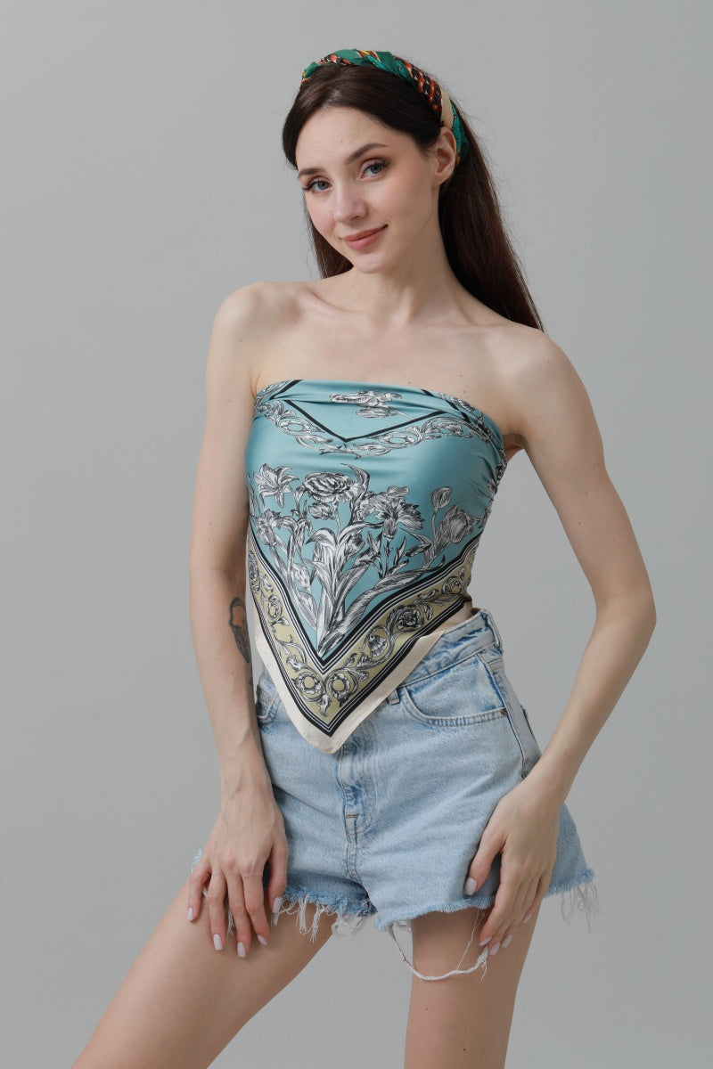 Floral Tulip Scarf – Silk-Style Square Neckkerchief 🌷✨ - NeoKira Unlimited