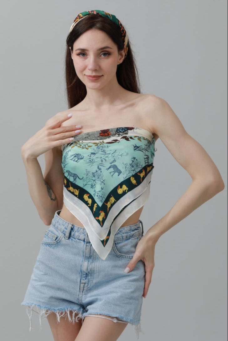 Rabbit Floral Bandana – Silk-Style Square Scarf 🐰🌸 - NeoKira Unlimited