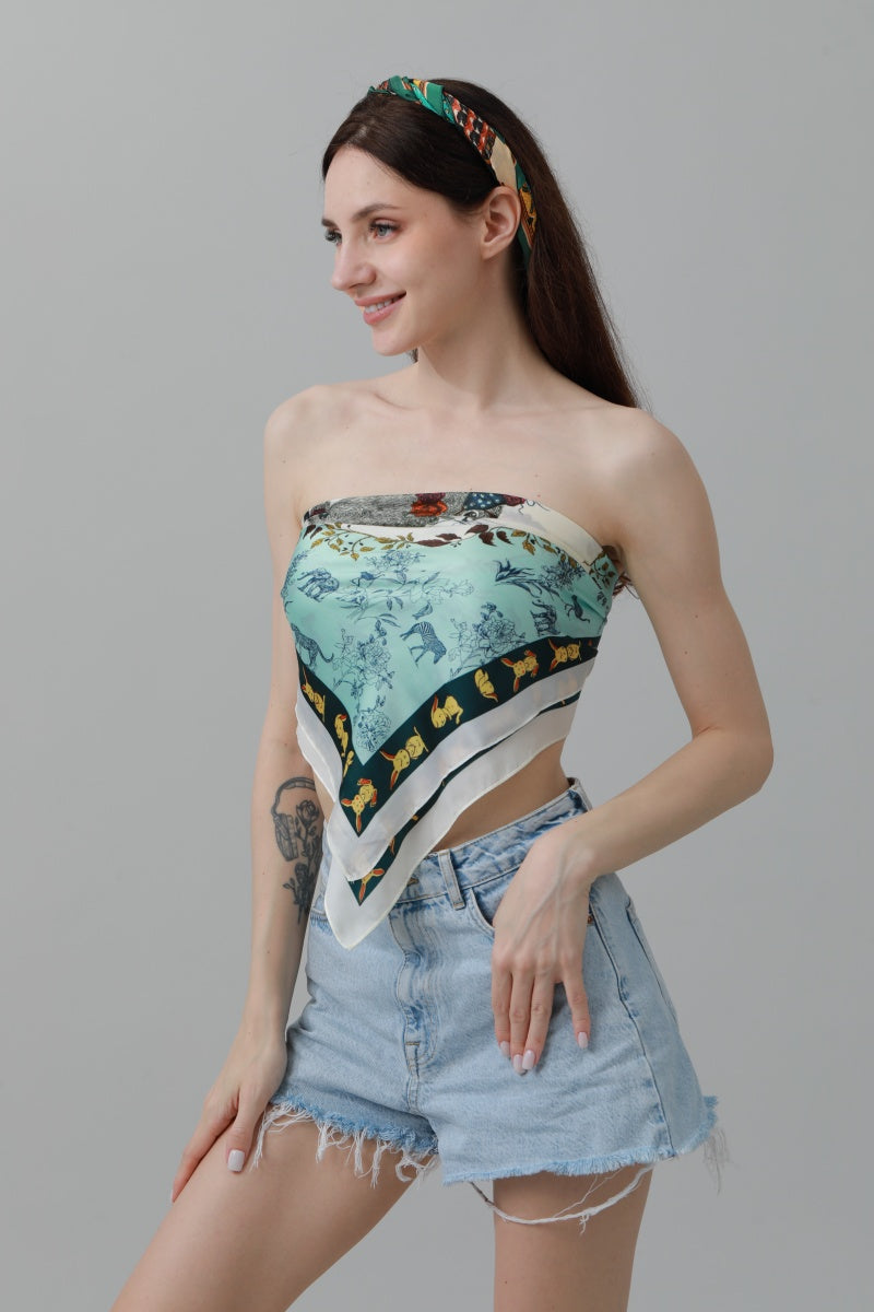 Rabbit Floral Bandana – Silk-Style Square Scarf 🐰🌸 - NeoKira Unlimited