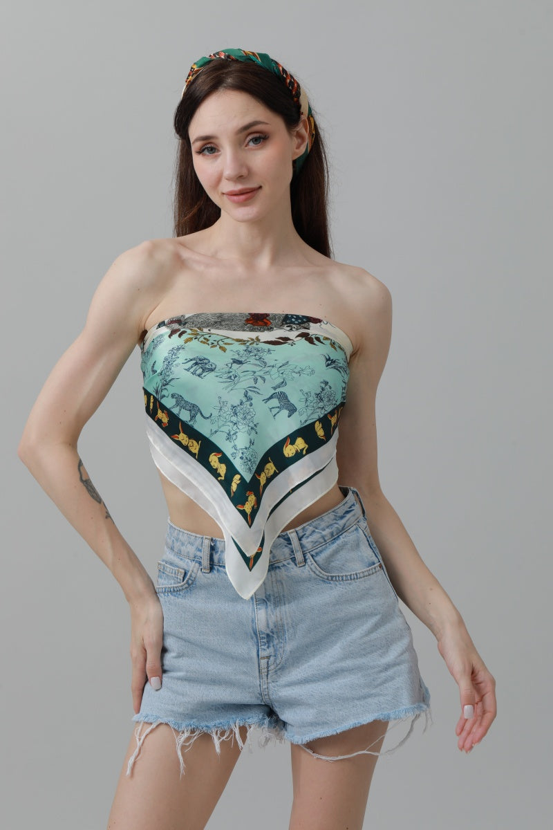 Rabbit Floral Bandana – Silk-Style Square Scarf 🐰🌸 - NeoKira Unlimited