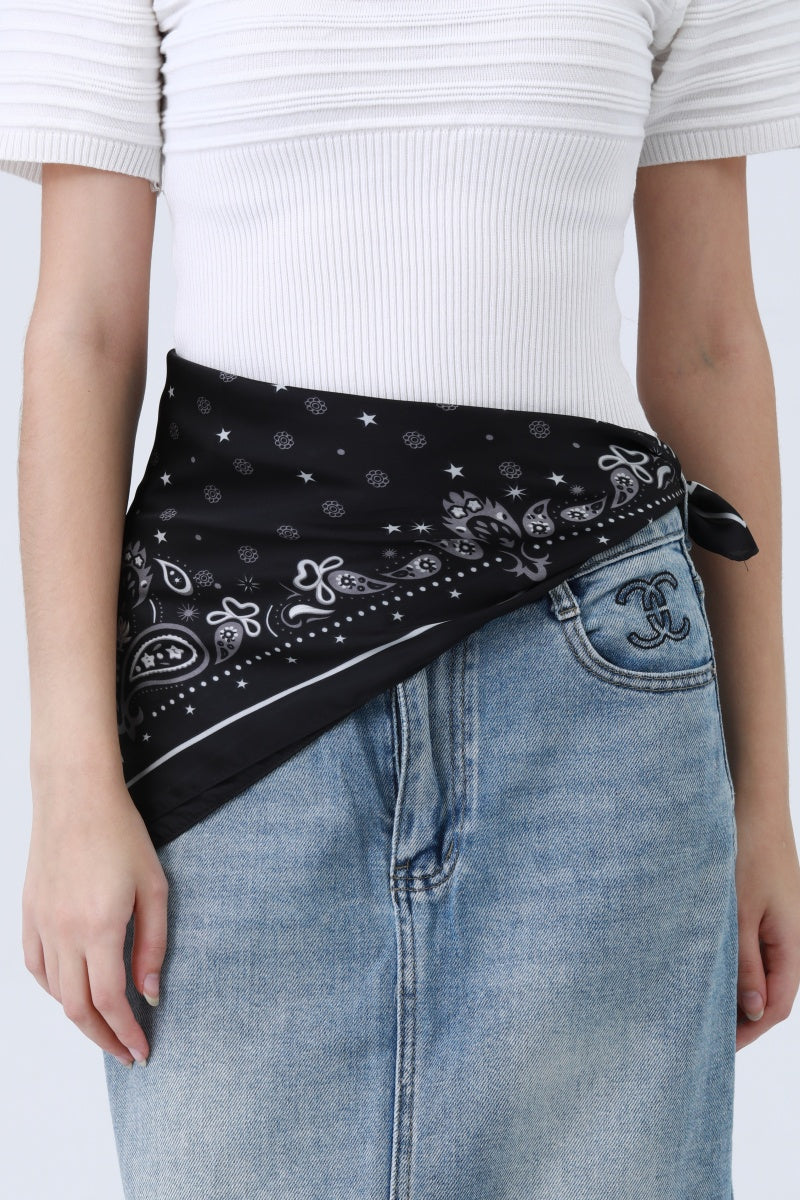 Paisley Silky Square Scarf - Multi-Use Accessory - NeoKira Unlimited