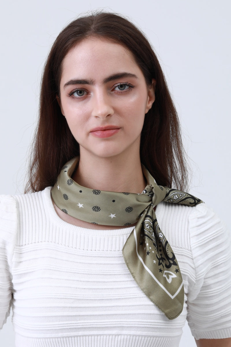 Paisley Silky Square Scarf - Multi-Use Accessory - NeoKira Unlimited