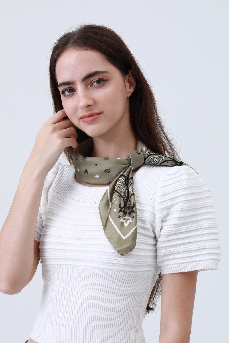 Paisley Silky Square Scarf - Multi-Use Accessory - NeoKira Unlimited