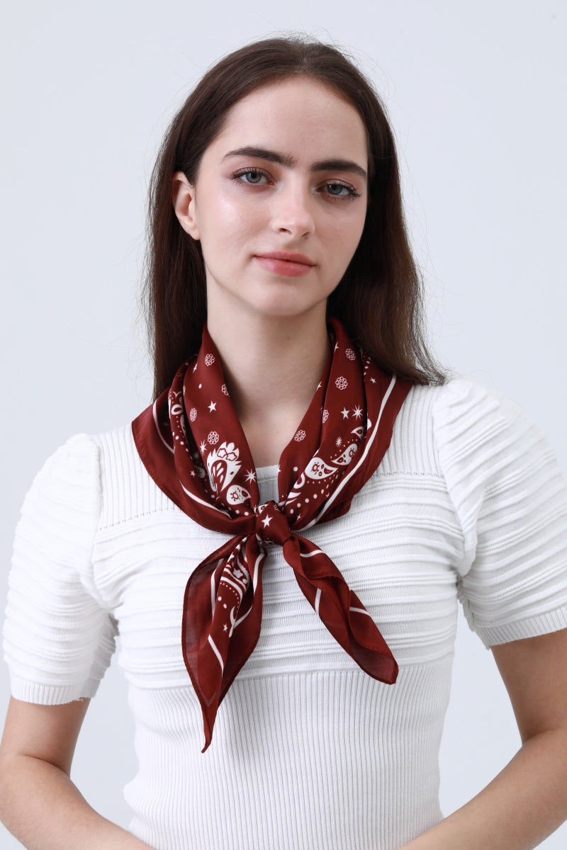 Paisley Silky Square Scarf - Multi-Use Accessory - NeoKira Unlimited