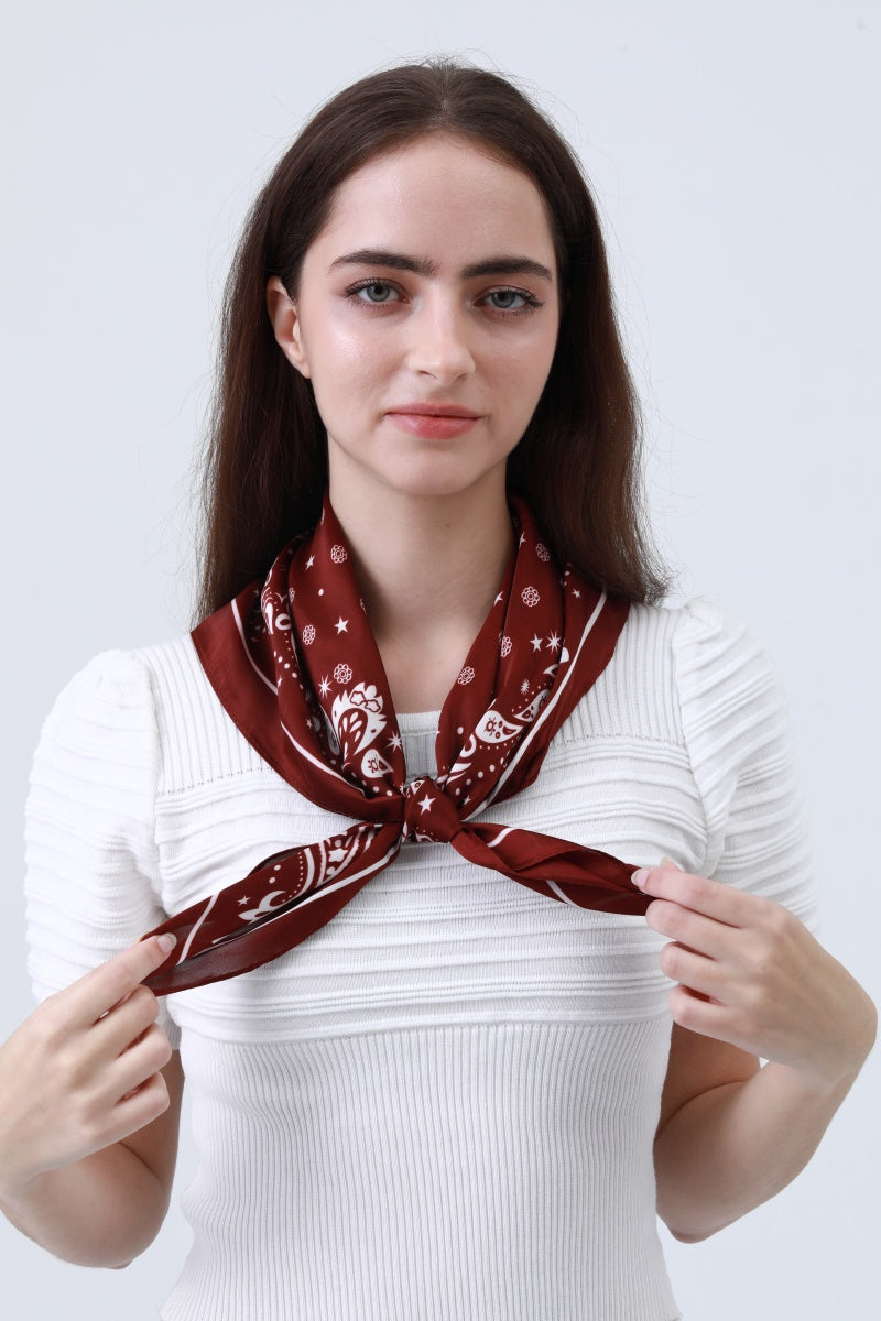 Paisley Silky Square Scarf - Multi-Use Accessory - NeoKira Unlimited