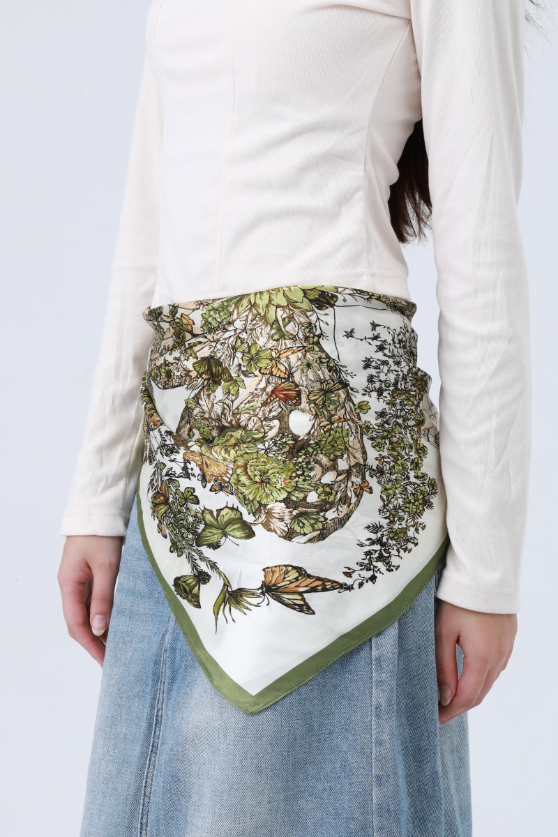 Butterfly Floral Silky Bandana - Double-Sided Design - NeoKira Unlimited