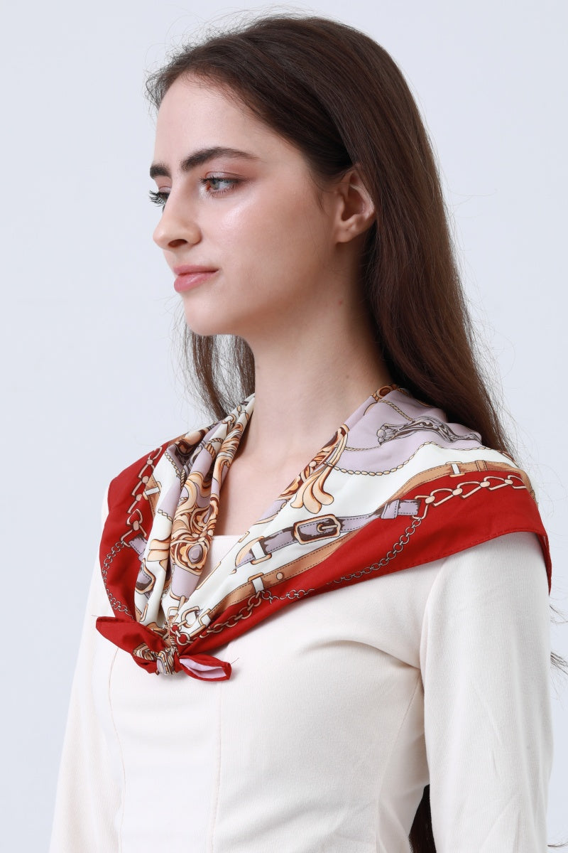 Chain Print Silky Bandana – Vintage Rope Design Headscarf - NeoKira Unlimited