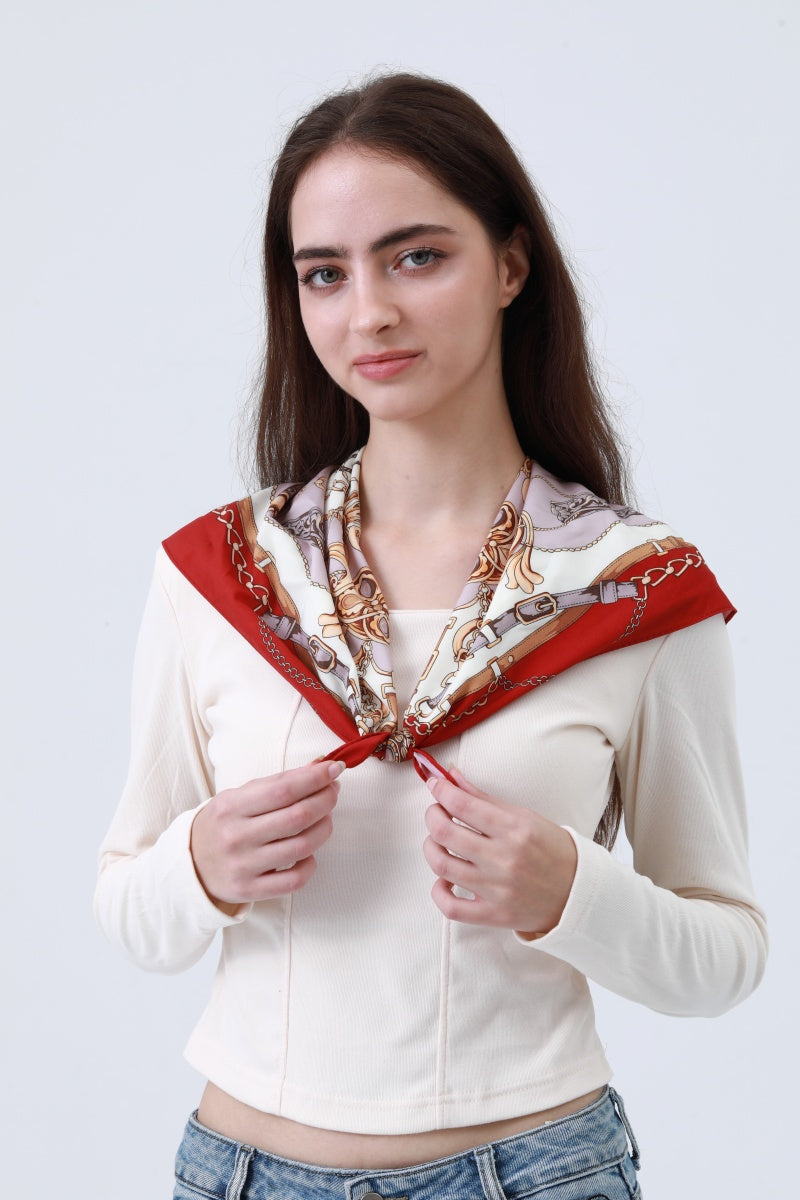 Chain Print Silky Bandana – Vintage Rope Design Headscarf - NeoKira Unlimited