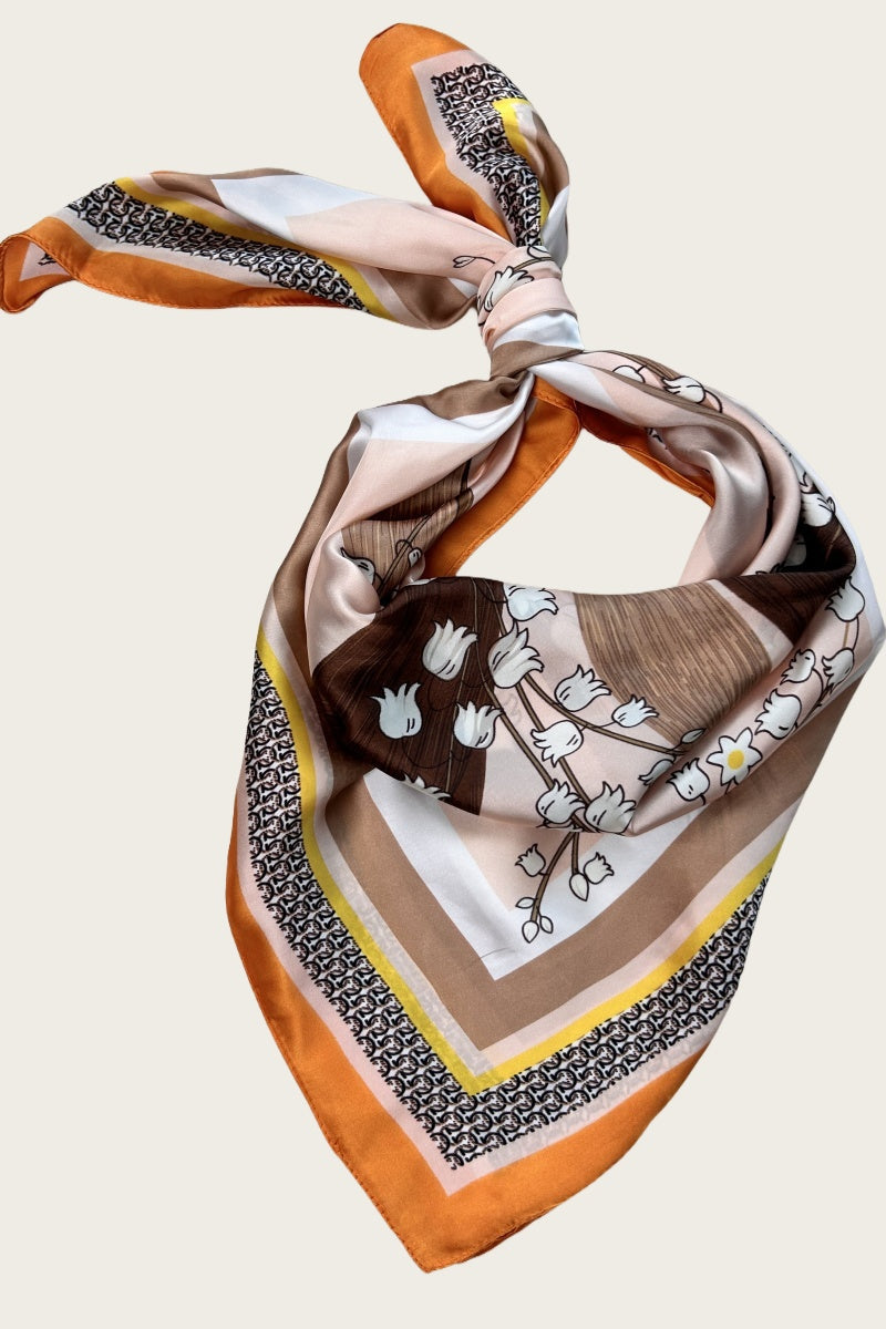 Lily of the Valley Silky Bandana - Floral Elegance Scarf - NeoKira Unlimited