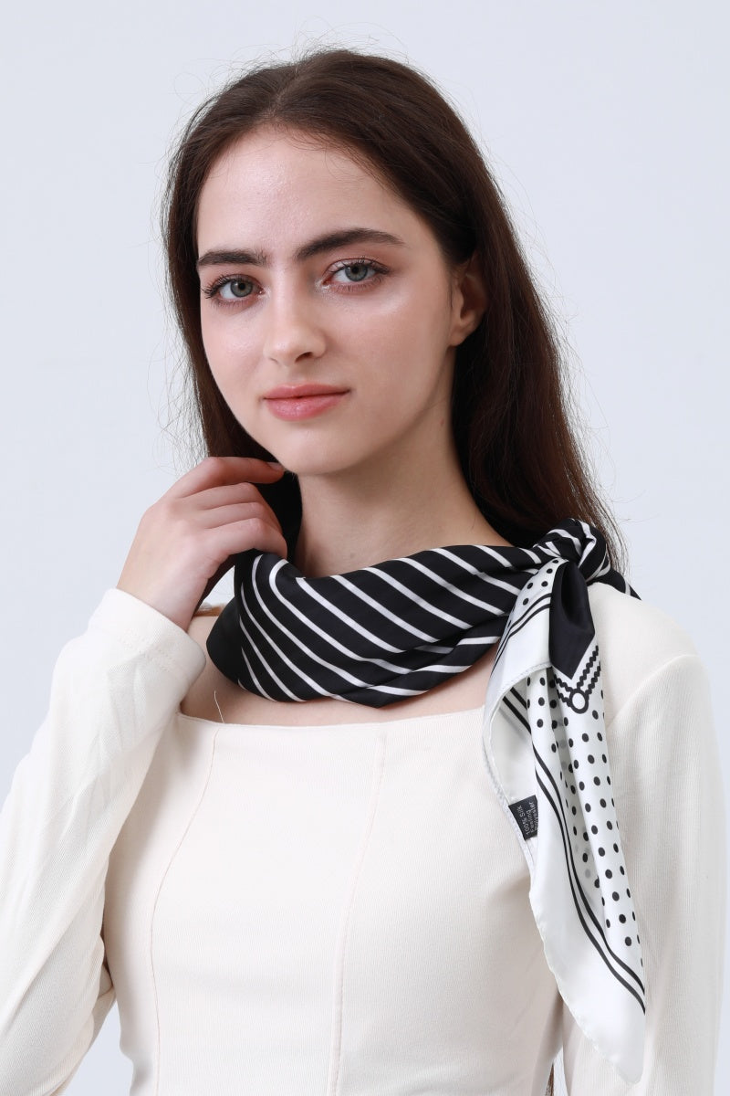 Striped Dot Silky Bandana – Multi-Way Style Scarf - NeoKira Unlimited