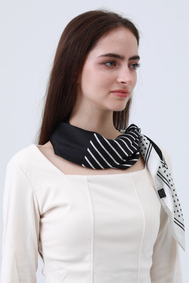 Striped Dot Silky Bandana – Multi-Way Style Scarf - NeoKira Unlimited