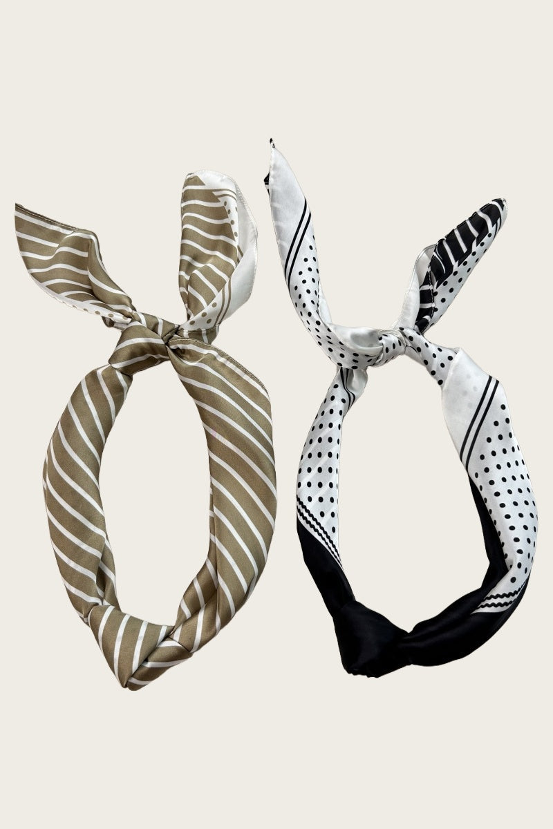 Striped Dot Silky Bandana – Multi-Way Style Scarf - NeoKira Unlimited
