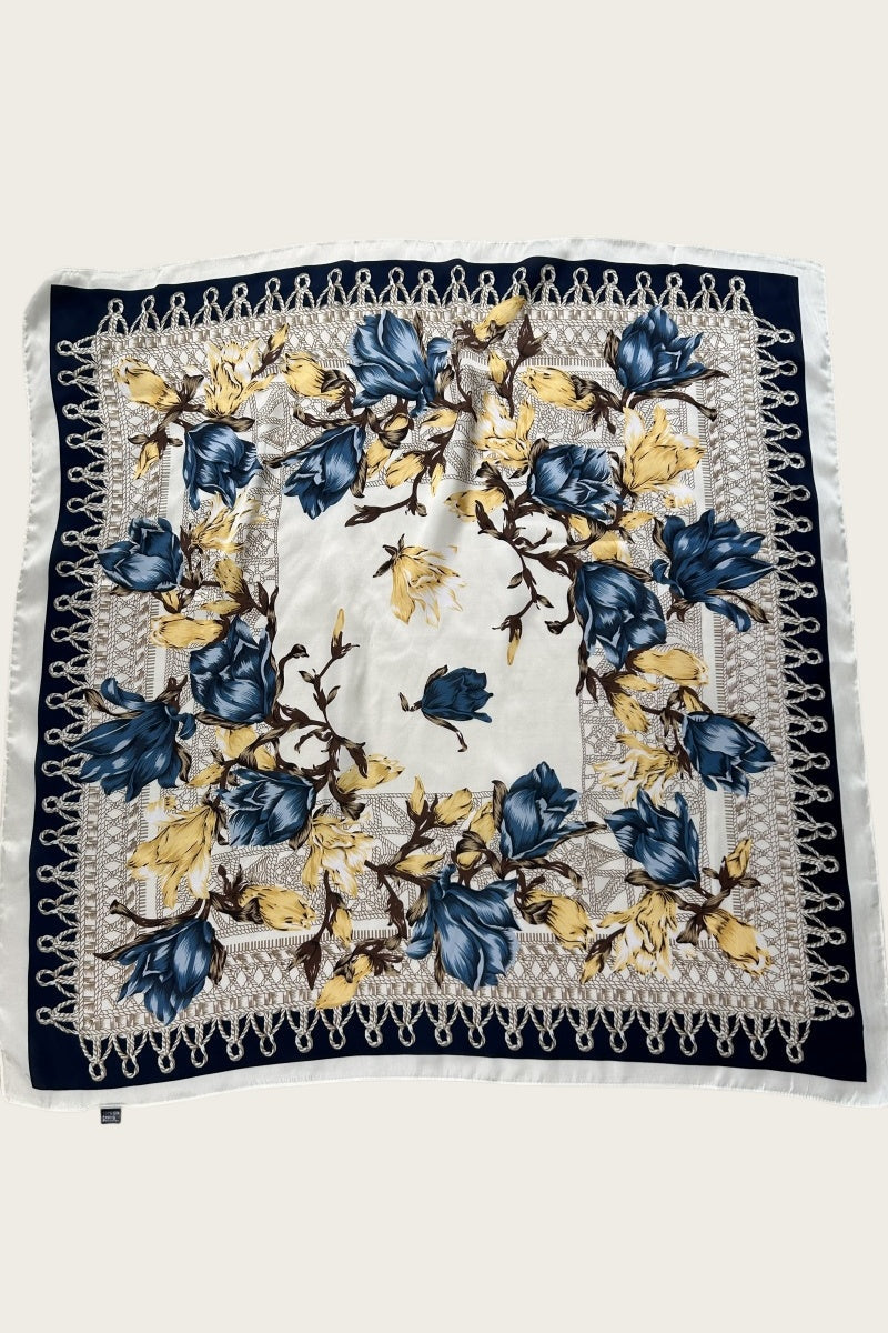 Magnolia Bloom Bandana - Floral Silk Scarf - NeoKira Unlimited