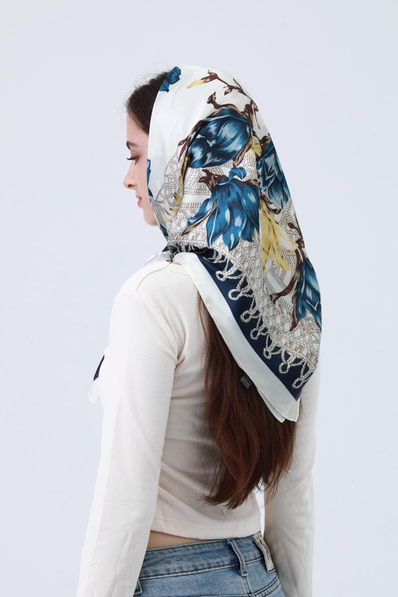 Magnolia Bloom Bandana - Floral Silk Scarf - NeoKira Unlimited