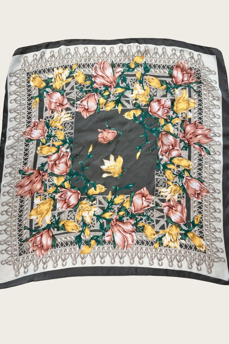 Magnolia Bloom Bandana - Floral Silk Scarf - NeoKira Unlimited