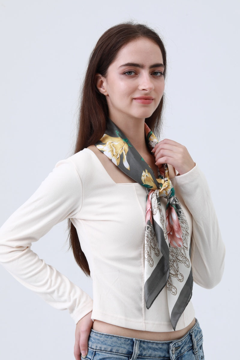 Magnolia Bloom Bandana - Floral Silk Scarf - NeoKira Unlimited