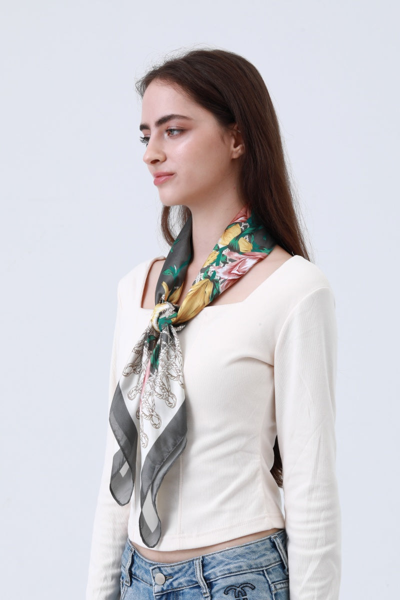 Magnolia Bloom Bandana - Floral Silk Scarf - NeoKira Unlimited