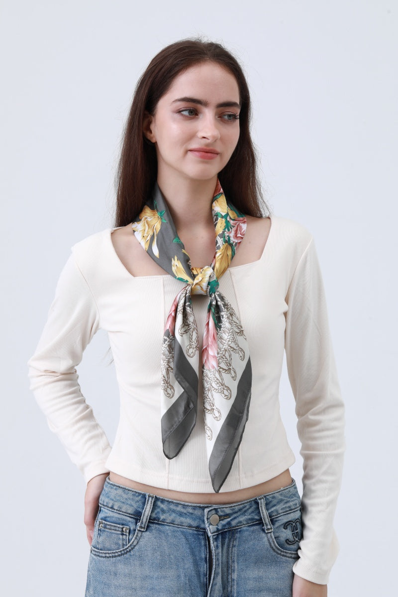 Magnolia Bloom Bandana - Floral Silk Scarf - NeoKira Unlimited