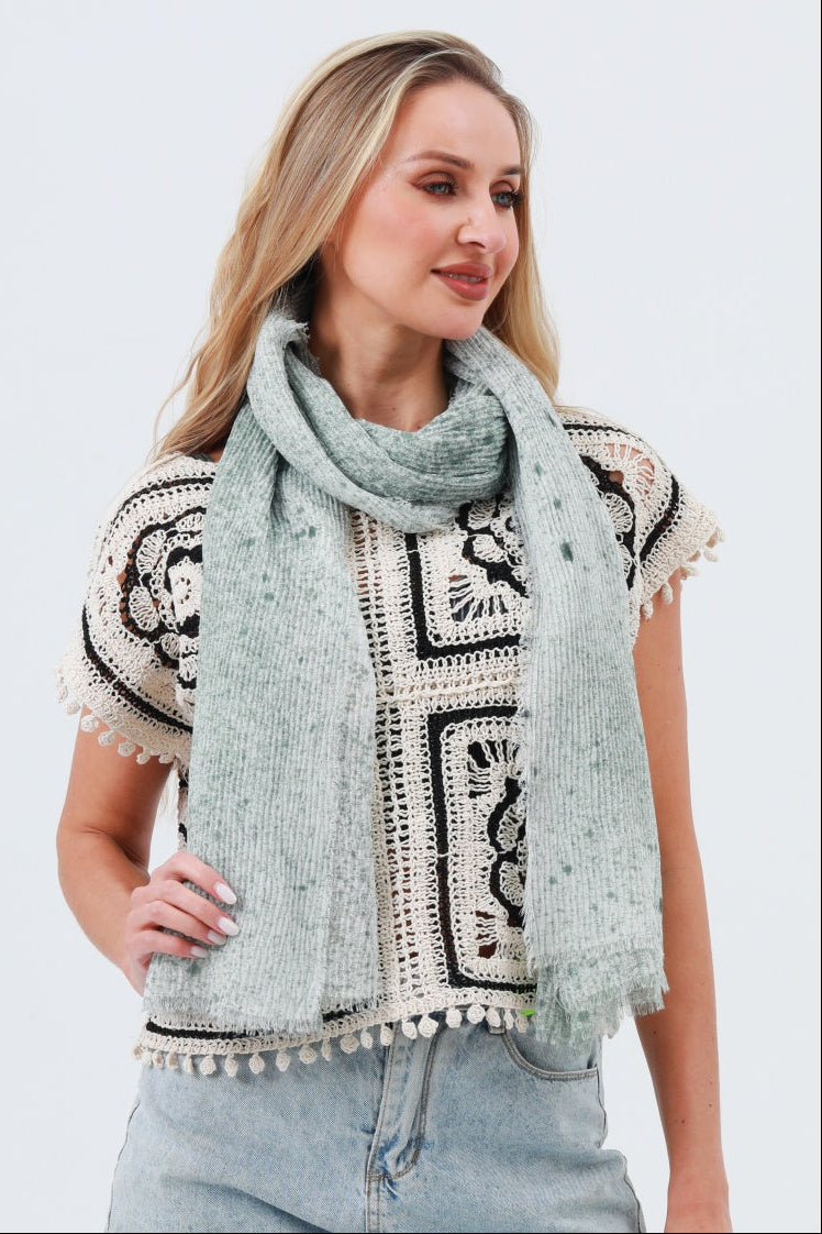 Tie-Dye Ribbed Oblong Scarf – Fringed & Artistic Wrap 🎨🧣 - NeoKira Unlimited