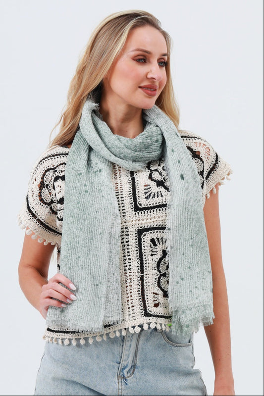 Tie-Dye Ribbed Oblong Scarf – Fringed & Artistic Wrap 🎨🧣 - NeoKira Unlimited