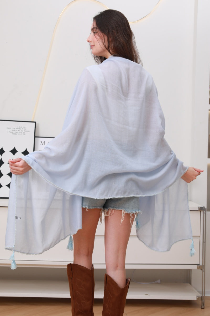 Effortless Flow: Solid Color Long Fringe Scarf - NeoKira Unlimited