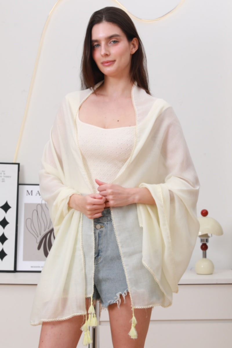 Effortless Flow: Solid Color Long Fringe Scarf - NeoKira Unlimited