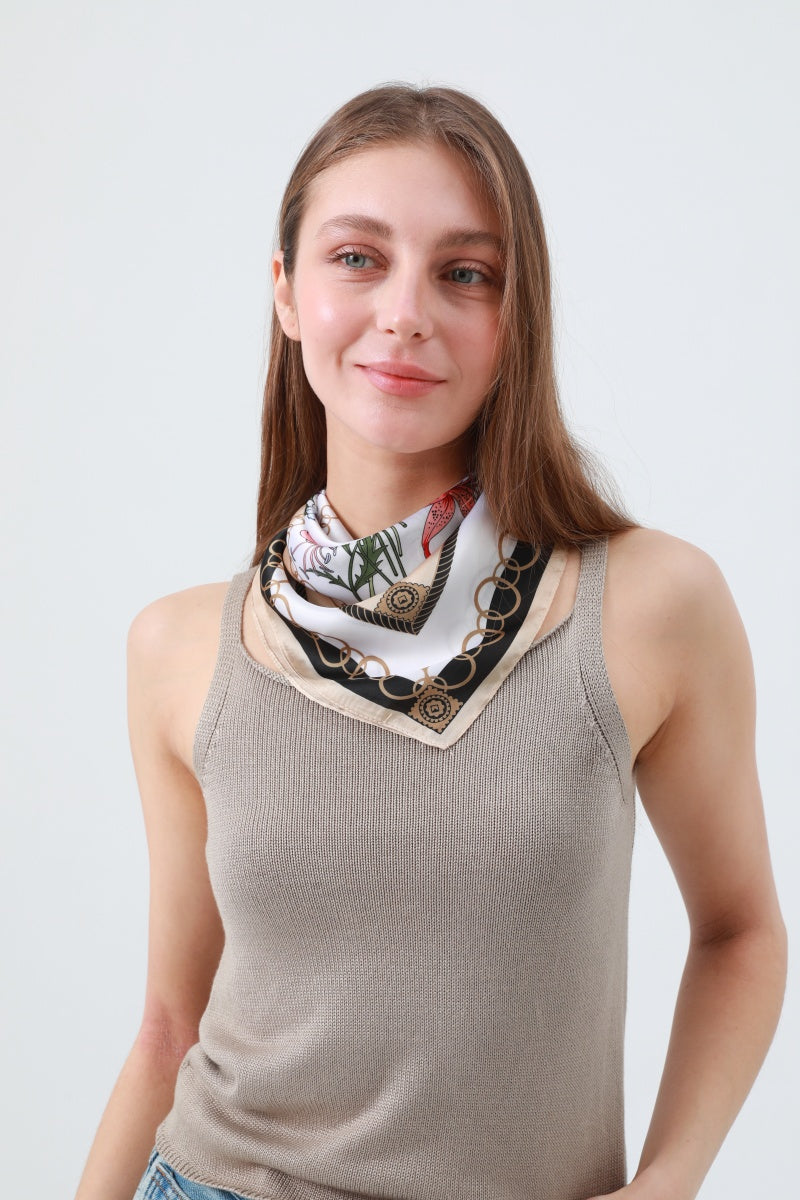 Floral Vine Print Scarf – Silky Lightweight Neck & Head Wear - NeoKira Unlimited