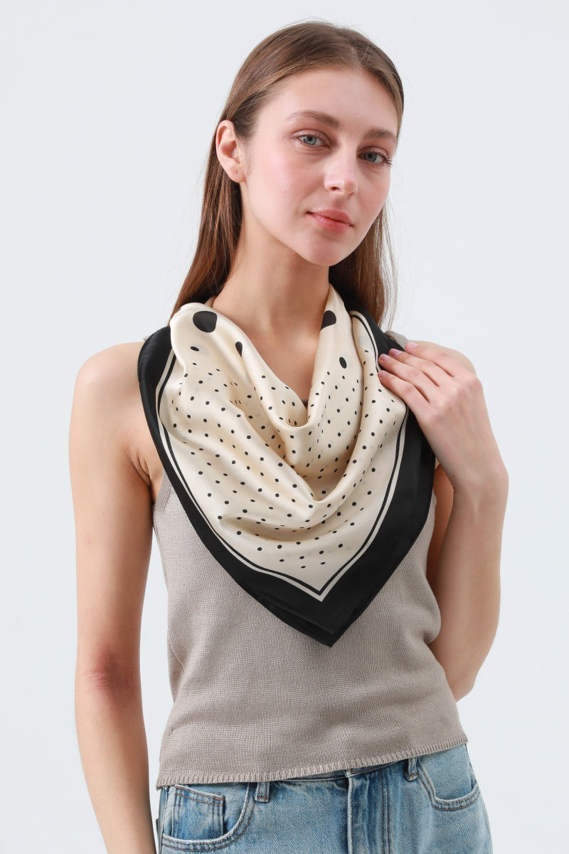 Vintage Polka Dot Scarf – Black Edged Summer Square - NeoKira Unlimited
