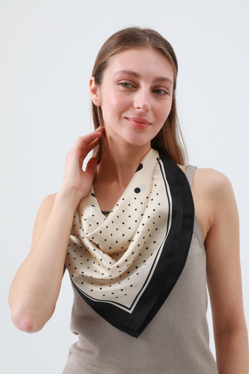 Vintage Polka Dot Scarf – Black Edged Summer Square - NeoKira Unlimited