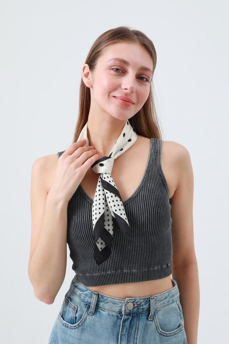 Polka Dot Scarf with Contrast Border - Summer Staple Accessory - NeoKira Unlimited