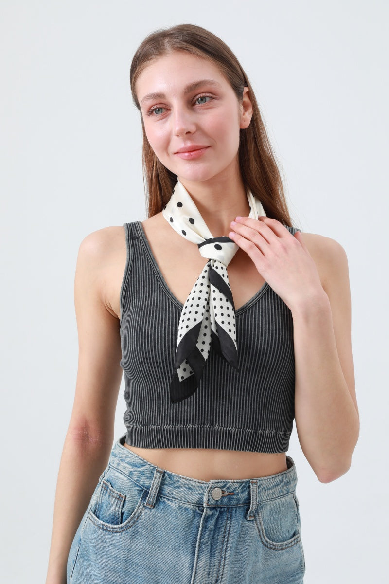 Polka Dot Scarf with Contrast Border - Summer Staple Accessory - NeoKira Unlimited