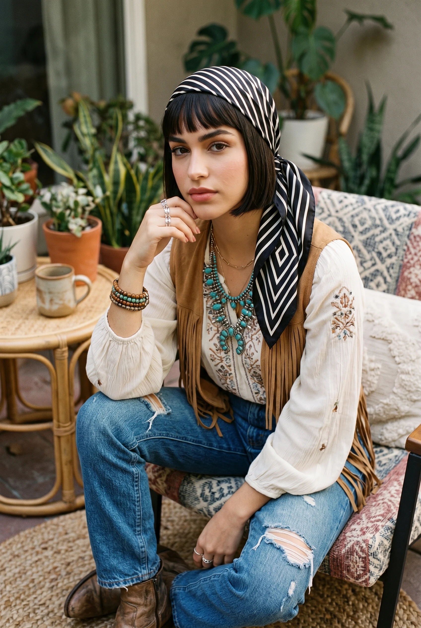 Effortless Chic: French Styles Striped Satin Silky Skinny Scarf - NeoKira Unlimited