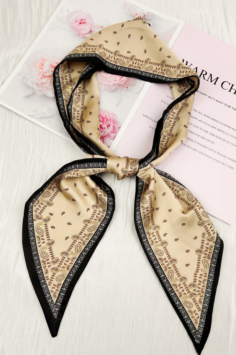 Timeless Bohemian: Classic Paisley Satin Silky Skinny Scarf - NeoKira Unlimited