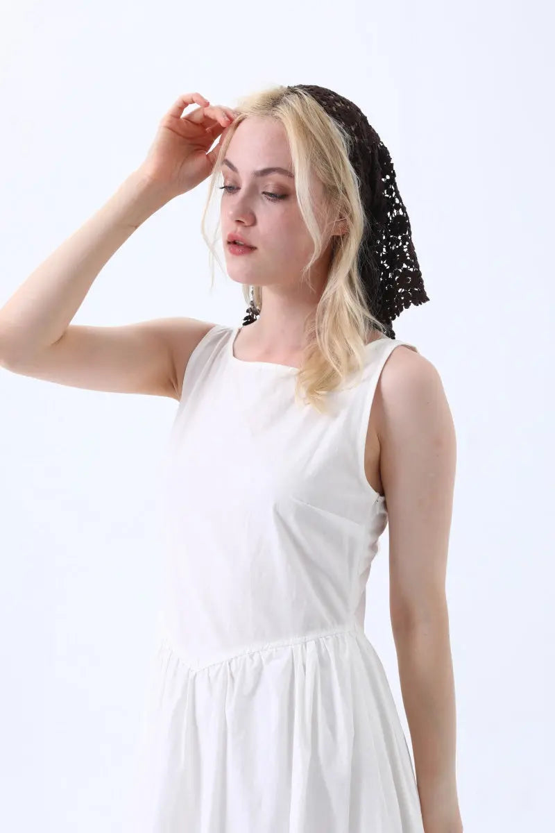 Boho Crochet Lace Head Scarf – Lightweight Floral Knit Headband - NeoKira Unlimited