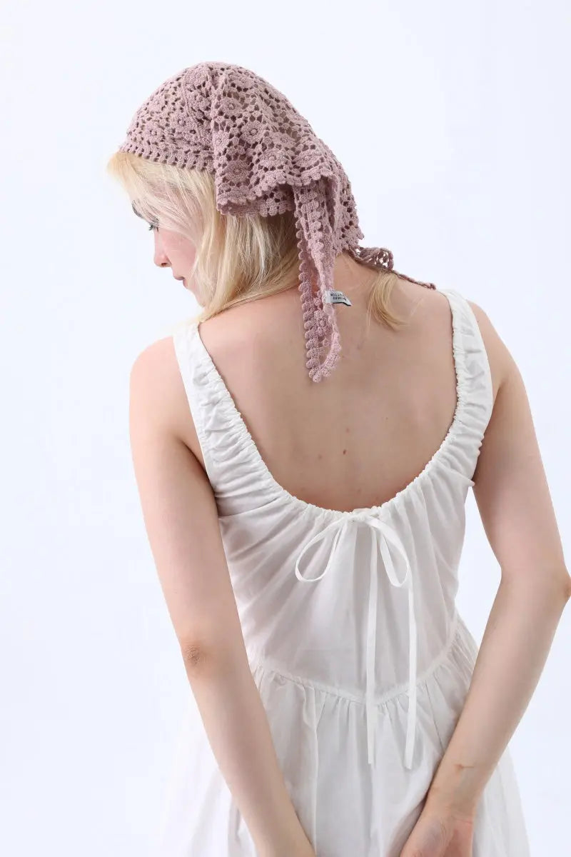 Boho Crochet Lace Head Scarf – Lightweight Floral Knit Headband - NeoKira Unlimited