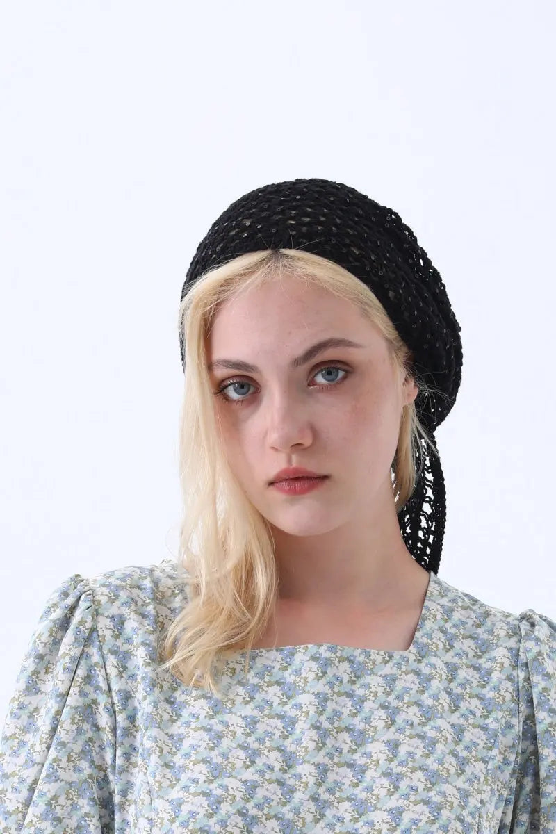 Boho Sequin Knit Crochet Head Wrap – Lightweight Sparkly Kerchief - NeoKira Unlimited