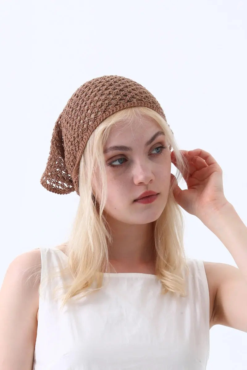Boho Sequin Knit Crochet Head Wrap – Lightweight Sparkly Kerchief - NeoKira Unlimited