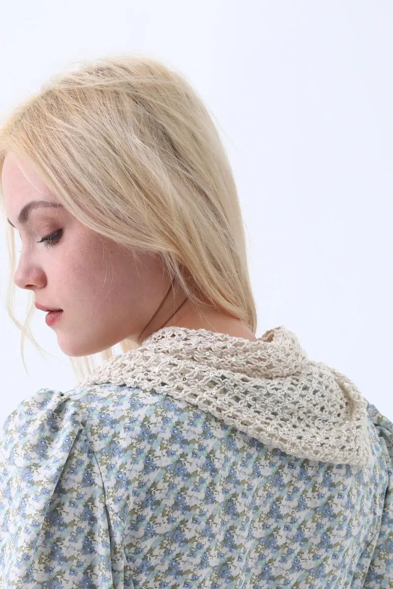 Boho Sequin Knit Crochet Head Wrap – Lightweight Sparkly Kerchief - NeoKira Unlimited