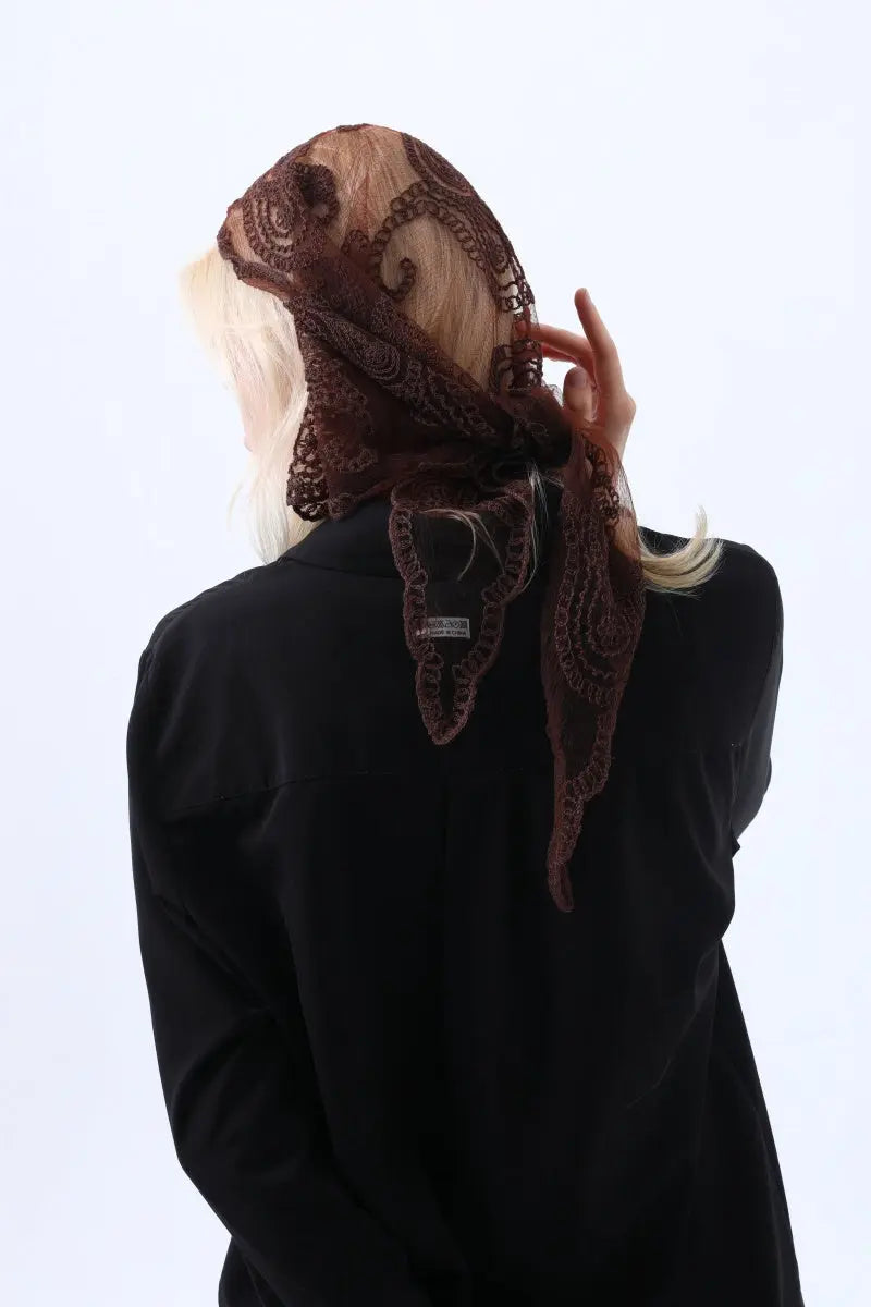 Boho Sheer Lace Headscarf – Retro Embroidered Triangle Hair Scarf for Women - NeoKira Unlimited
