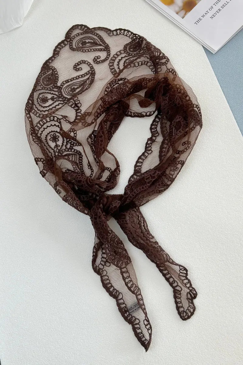 Boho Sheer Lace Headscarf – Retro Embroidered Triangle Hair Scarf for Women - NeoKira Unlimited