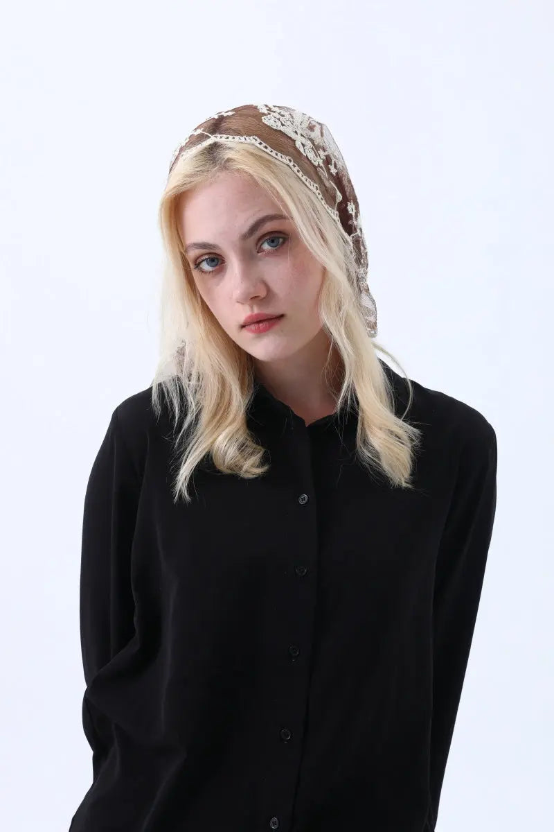 Sheer Floral Lace Headscarf – Retro Triangle Kerchief - NeoKira Unlimited