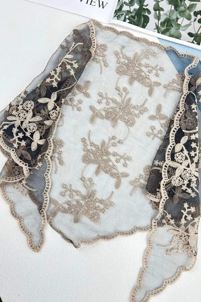 Sheer Floral Lace Headscarf – Retro Triangle Kerchief - NeoKira Unlimited