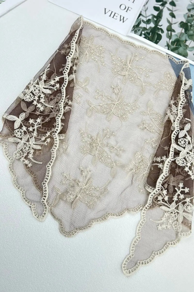 Sheer Floral Lace Headscarf – Retro Triangle Kerchief - NeoKira Unlimited