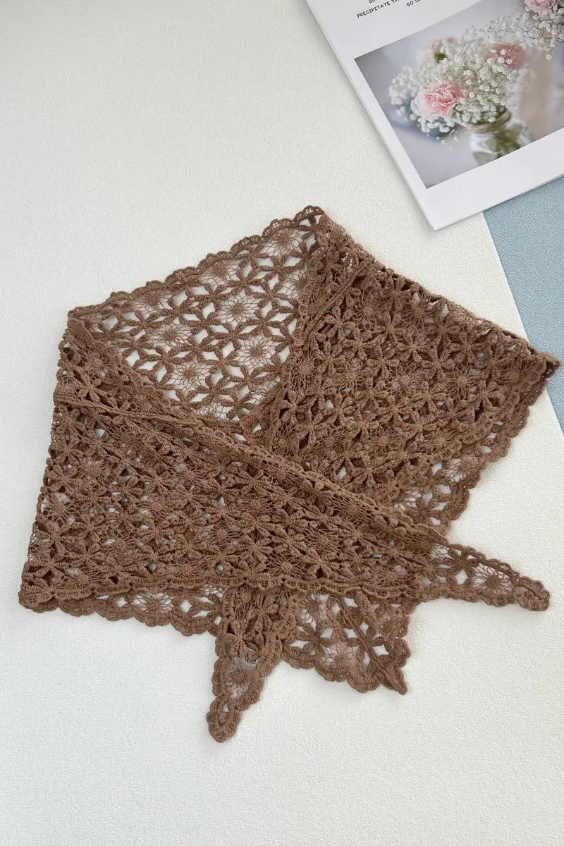 Hollow Out Floral Knit Crochet Scarf – Lightweight Lace Head Wrap for Women - NeoKira Unlimited