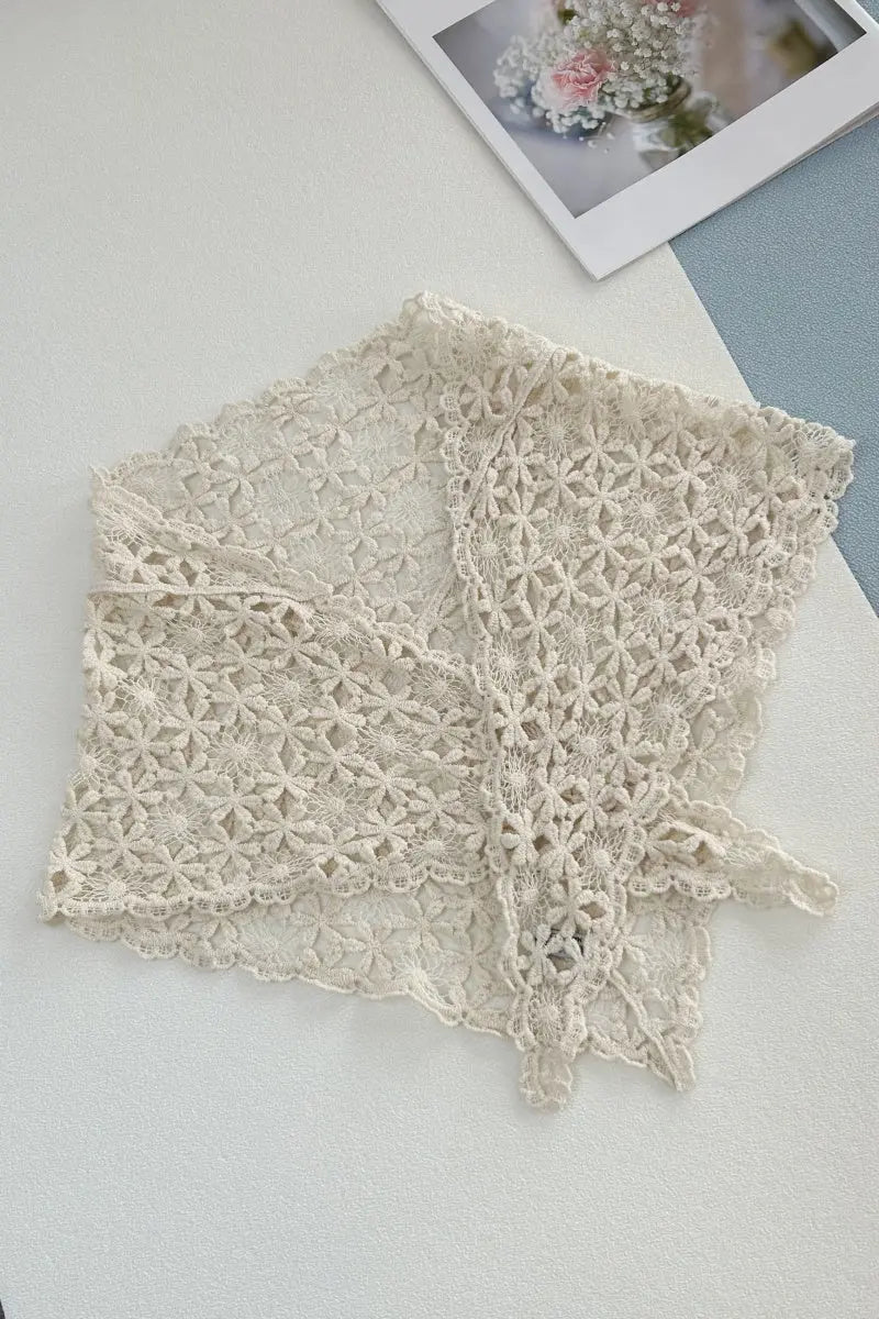Hollow Out Floral Knit Crochet Scarf – Lightweight Lace Head Wrap for Women - NeoKira Unlimited